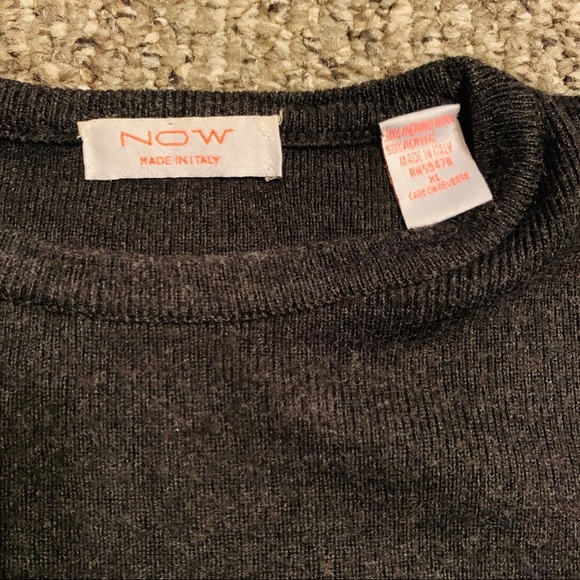 Crew Neck Charcoal Grey Gray Sweater By NOW Men's Size XL Made In Italy - Picture 2 of 3